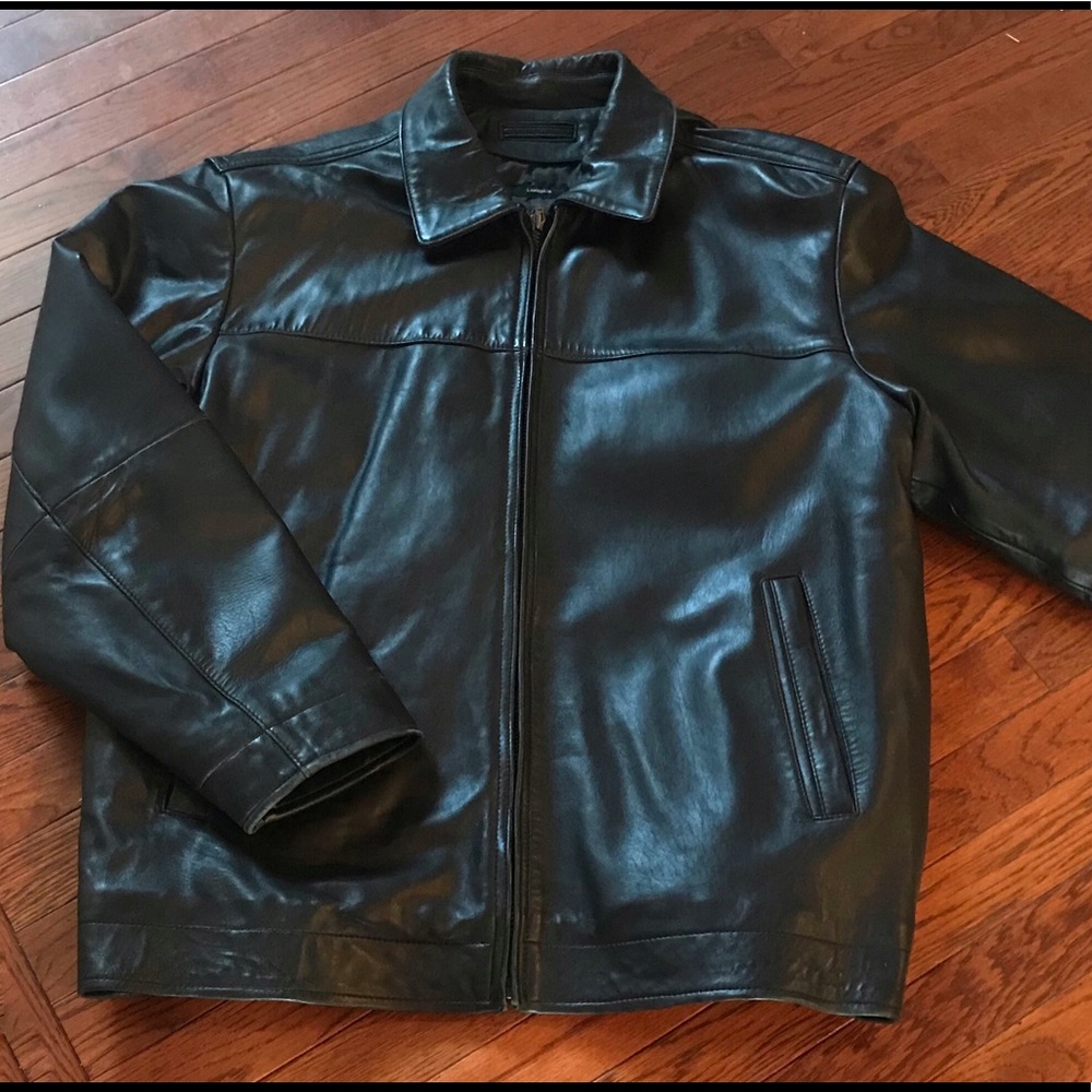 Claiborne Black lambskin black leather jacket